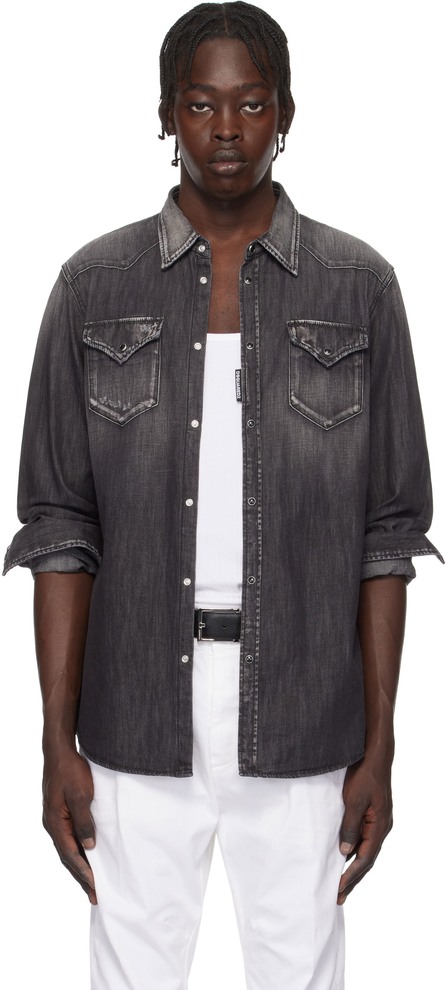 Риза DSQUARED2 Dsquared2 Classic Western Denim Shirt Сиво | S74DM0848_S30826, 0
