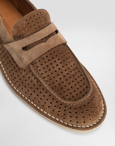 Аксесоари Dolce & Gabbana Dolce & Gabbana Perforated Suede Penny Loafers Кафяво | A50651A9T5980024, 3