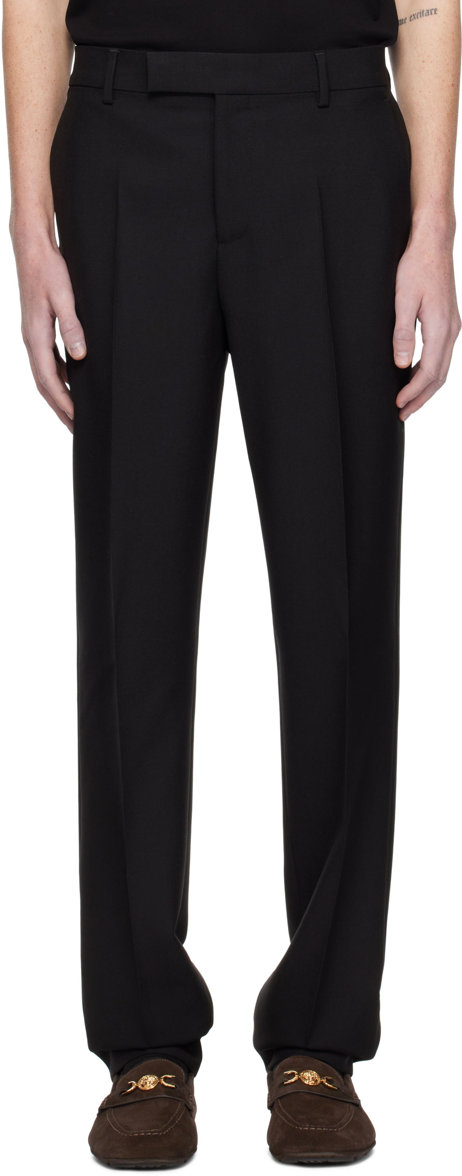 Панталони Versace Formal Mohair-Blend Trousers Черно | 1016648_1A11068, 0