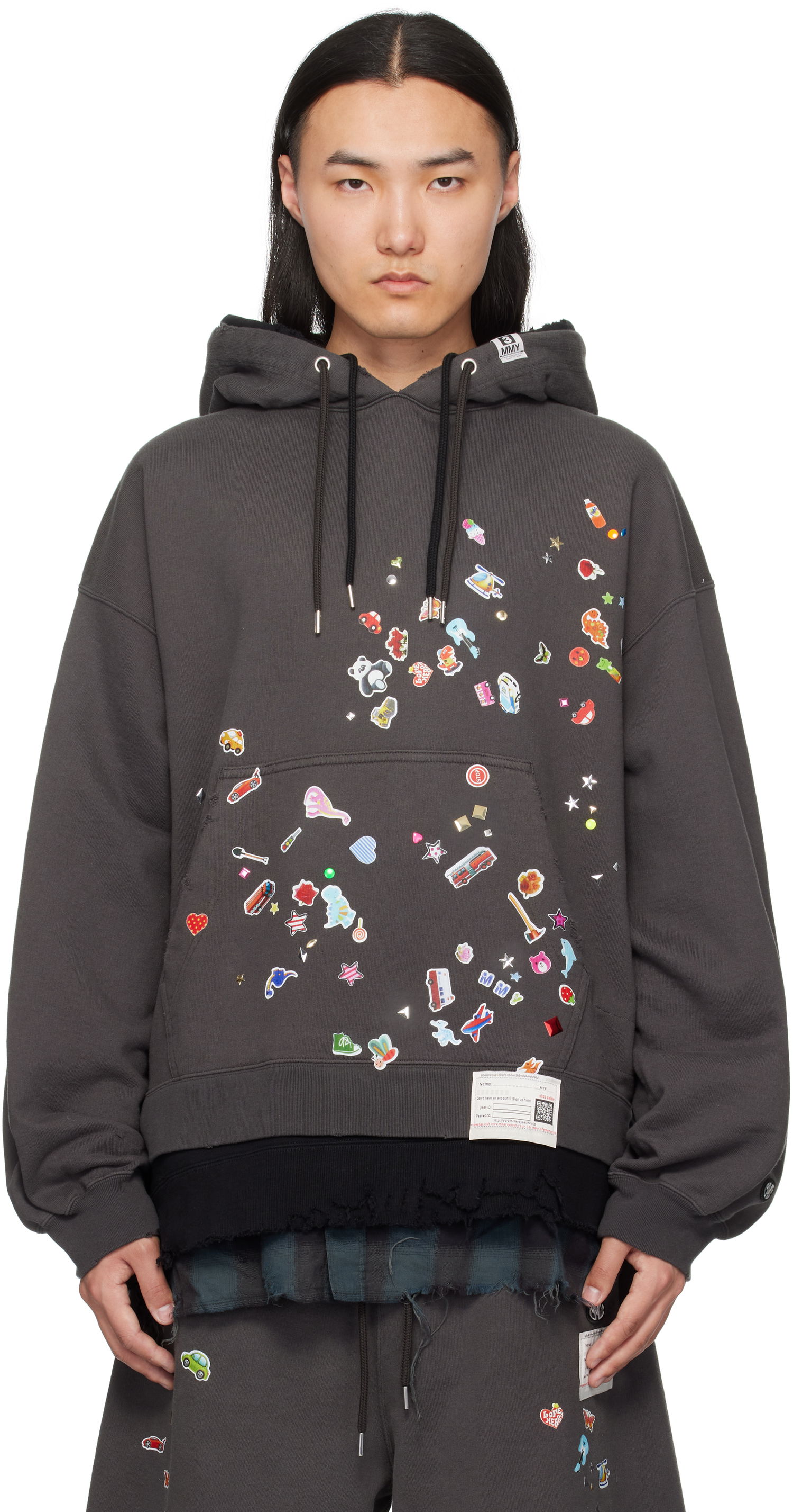 Суитчър Maison MIHARA YASUHIRO Maison MIHARA YASUHIRO Triple Layered Graphic Hoodie Сиво | A14HD551, 0