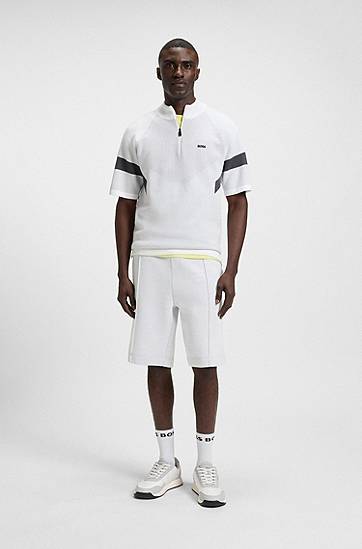 Къси панталони BOSS Relaxed Fit Quilted Jacquard Shorts Сиво | 50543146, 1