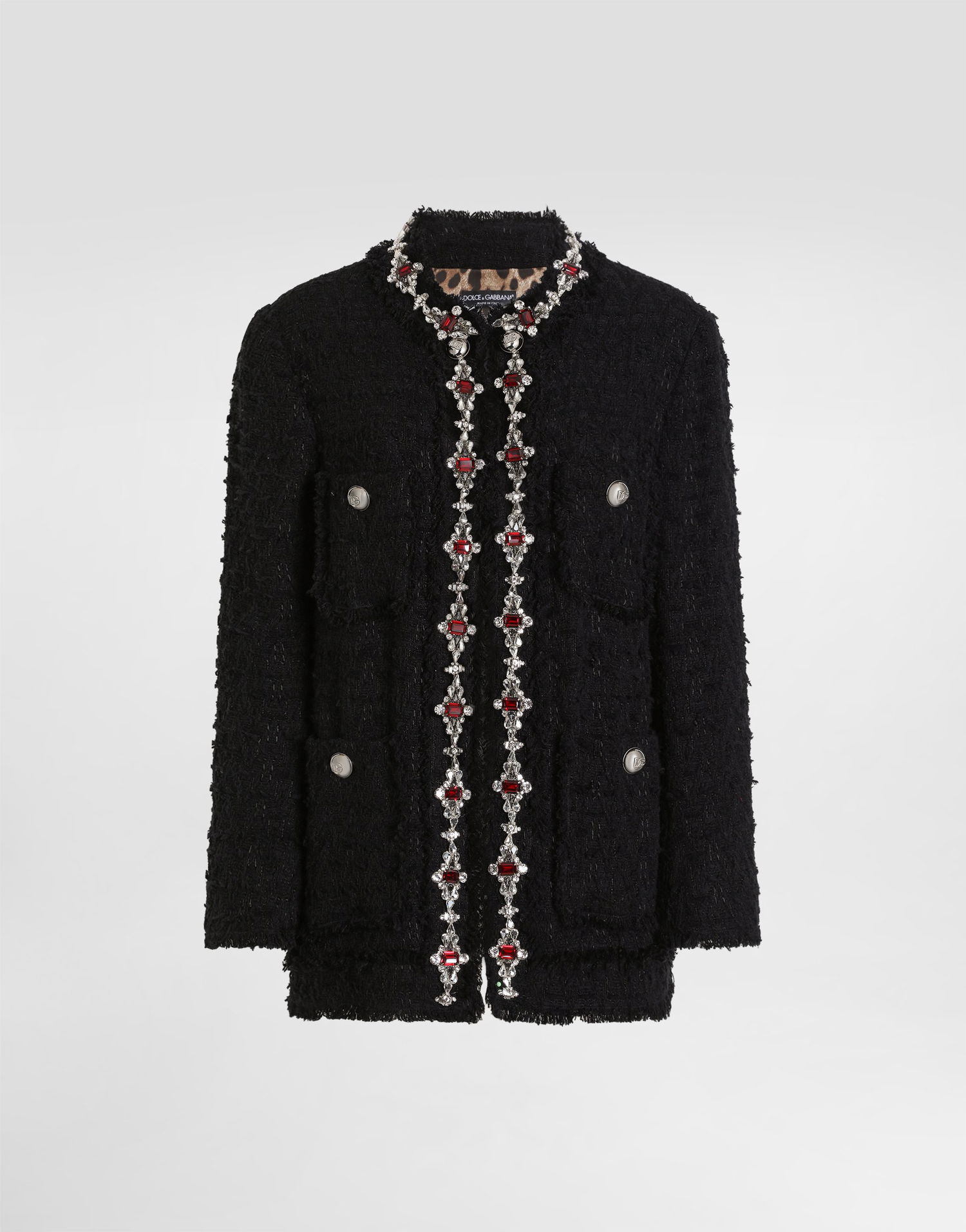 Яке Dolce & Gabbana Dolce & Gabbana Wool Jacket with Jeweled Trim Черно | F29TYZFUTBIN0000, 0