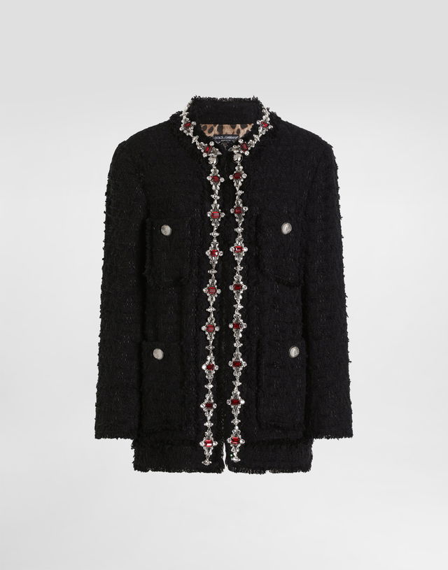 Dolce & Gabbana Wool Jacket with Jeweled Trim