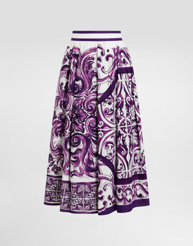 Dolce & Gabbana Majolica Print Pleated Midi Skirt