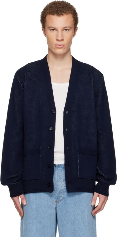 Пуловер Givenchy V-Neck Knitted Cardigan with Pockets Тъмно синьо | BMK00X4YNX499, 0