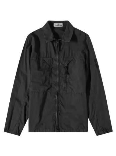 Яке Stone Island Brushed Cotton Canvas Canvas Zip Shirt Jacket Черно | 7815106WN-V0165