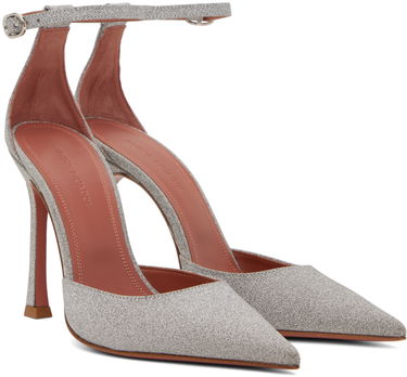 Кецове и обувки Amina Muaddi Glitter Pump Heels Сиво | KIM PUMP SR GLITTER, 3