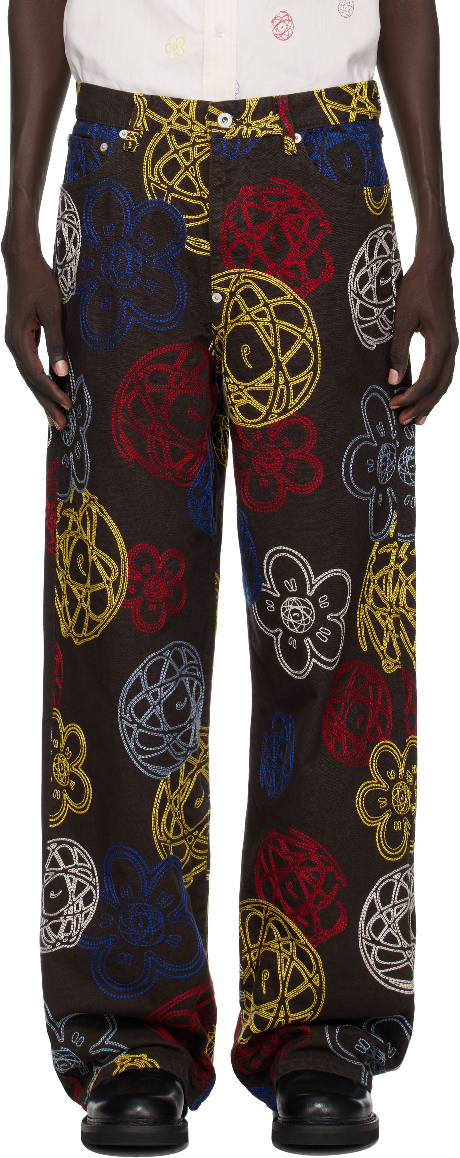 Панталони KENZO Kenzo Paris Futura 2000 Edition Embroidered Trousers Черно | FF65PA3839G2, 0