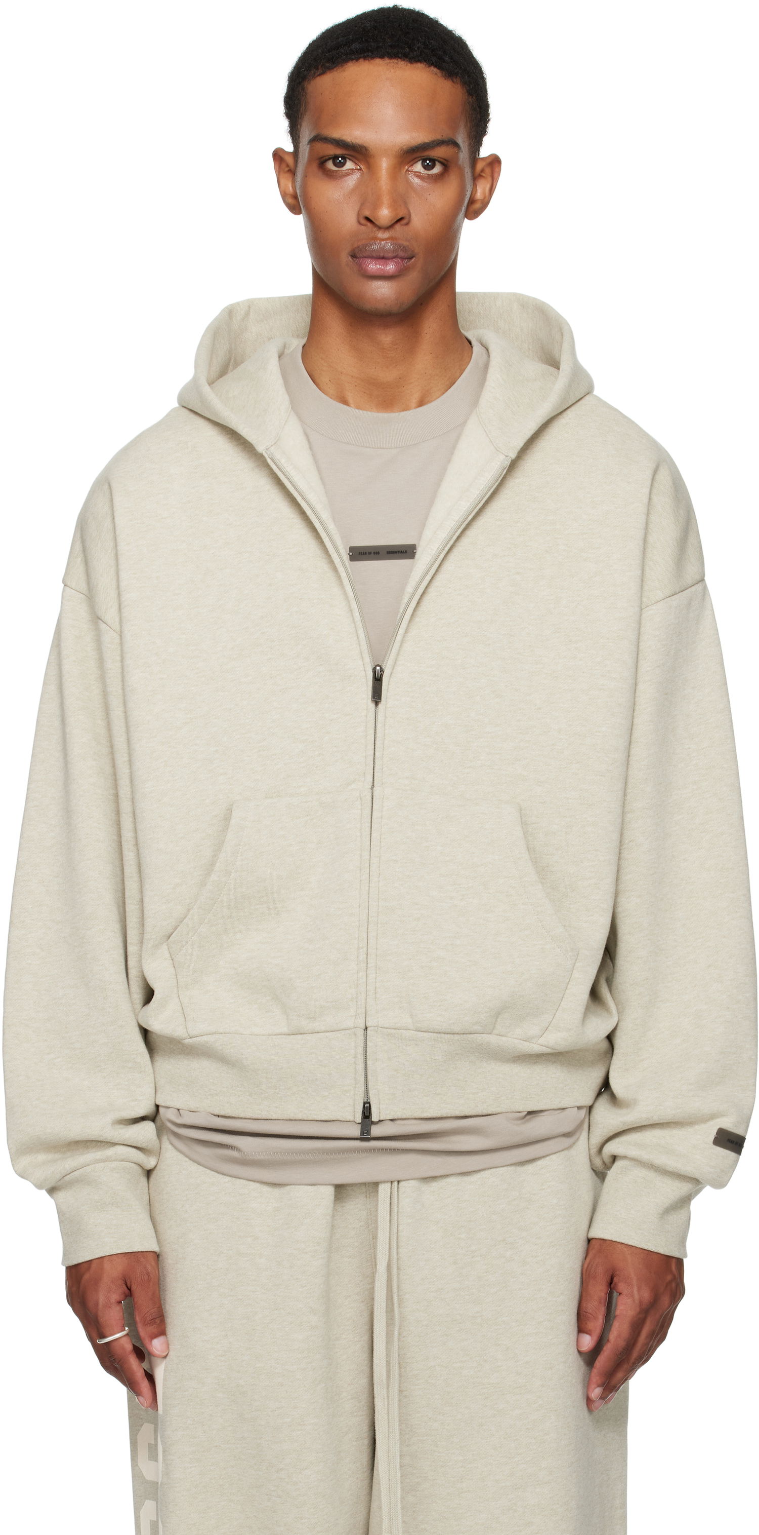 Суитчър Fear of God ESSENTIALS Classic Fit Fleece Zip-Up Hoodie Бежово | 192SP254782F, 0