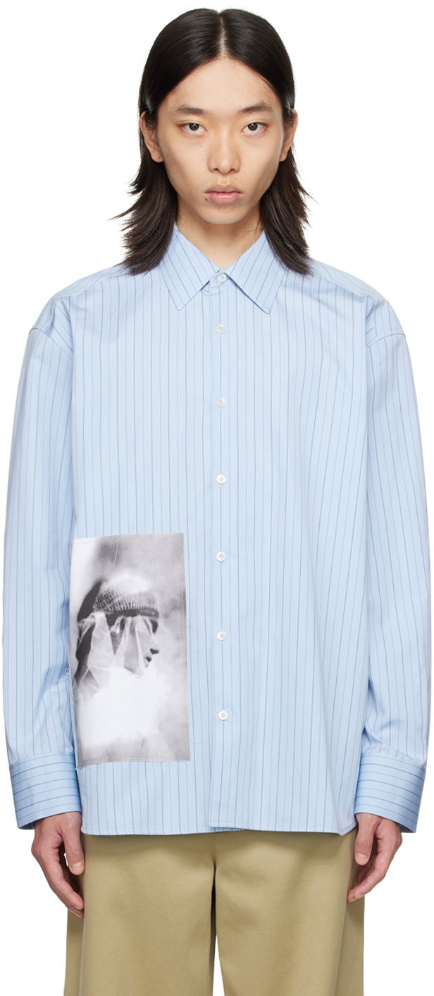 Риза LANVIN Striped Cotton Shirt Синьо | RM-SI0106-5970-A24