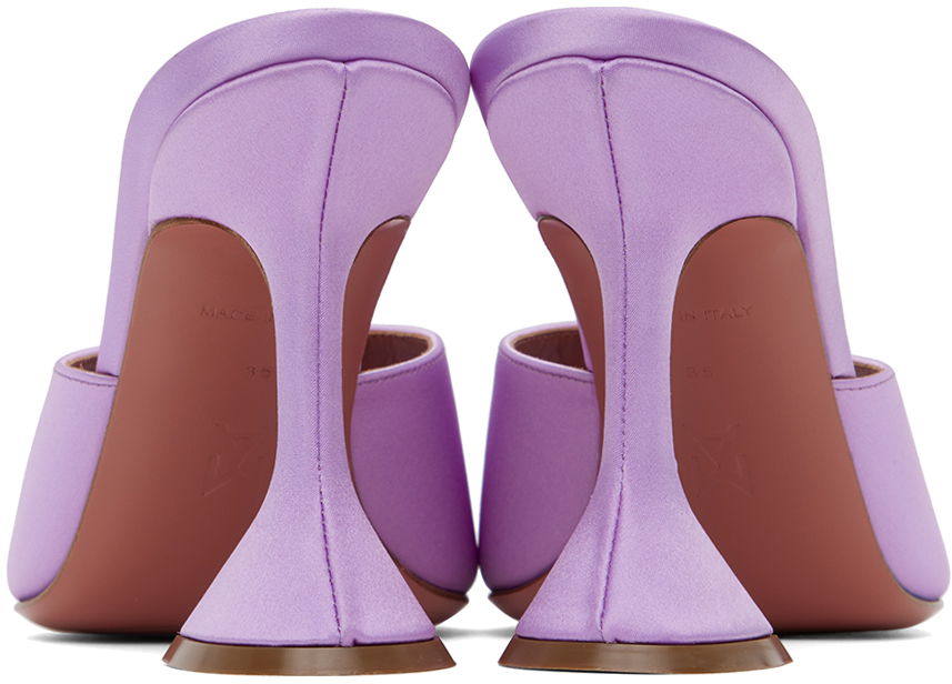 Аксесоари Amina Muaddi Amina Muaddi Lupita Slipper Heeled Sandals Лилаво | LUPITA SLIPPER CL SATIN, 1