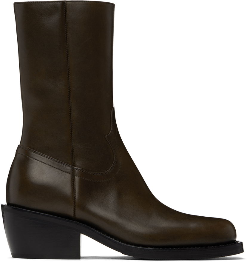 Кецове и обувки Dries Van Noten Dries Van Noten Mid-Calf Leather Boots Кафяво | MS242-753