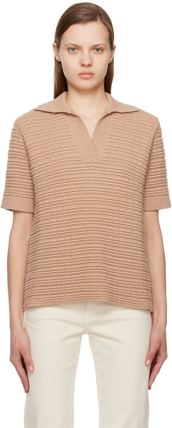 Поло тениска Khaite Winnie Knit Polo Sweater Кафяво | 8878600, 0