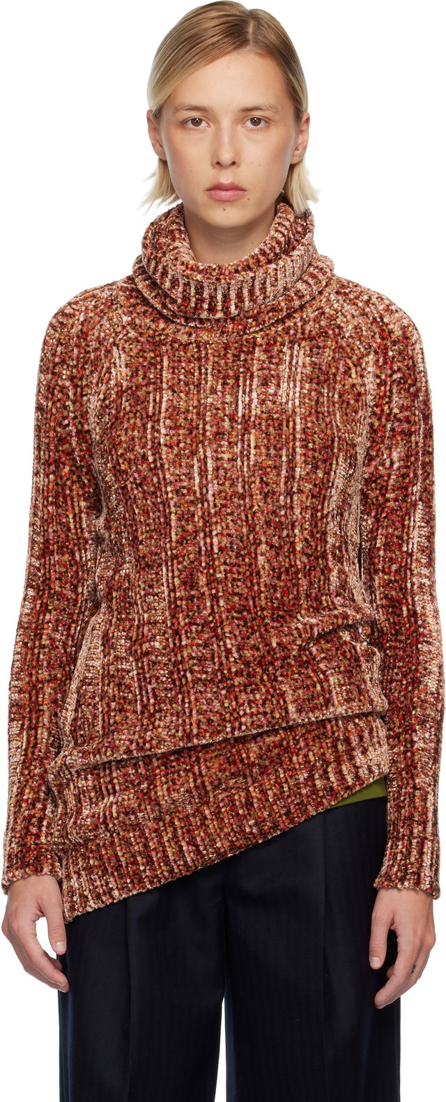 Dries Van Noten Textured Knit Long Viscose Turtleneck