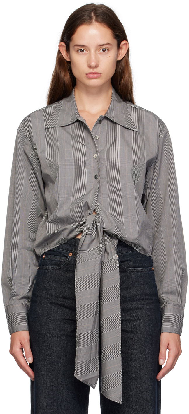 Риза OUR LEGACY Tie Front Long Sleeve Shirt Сиво | W4242NP, 0