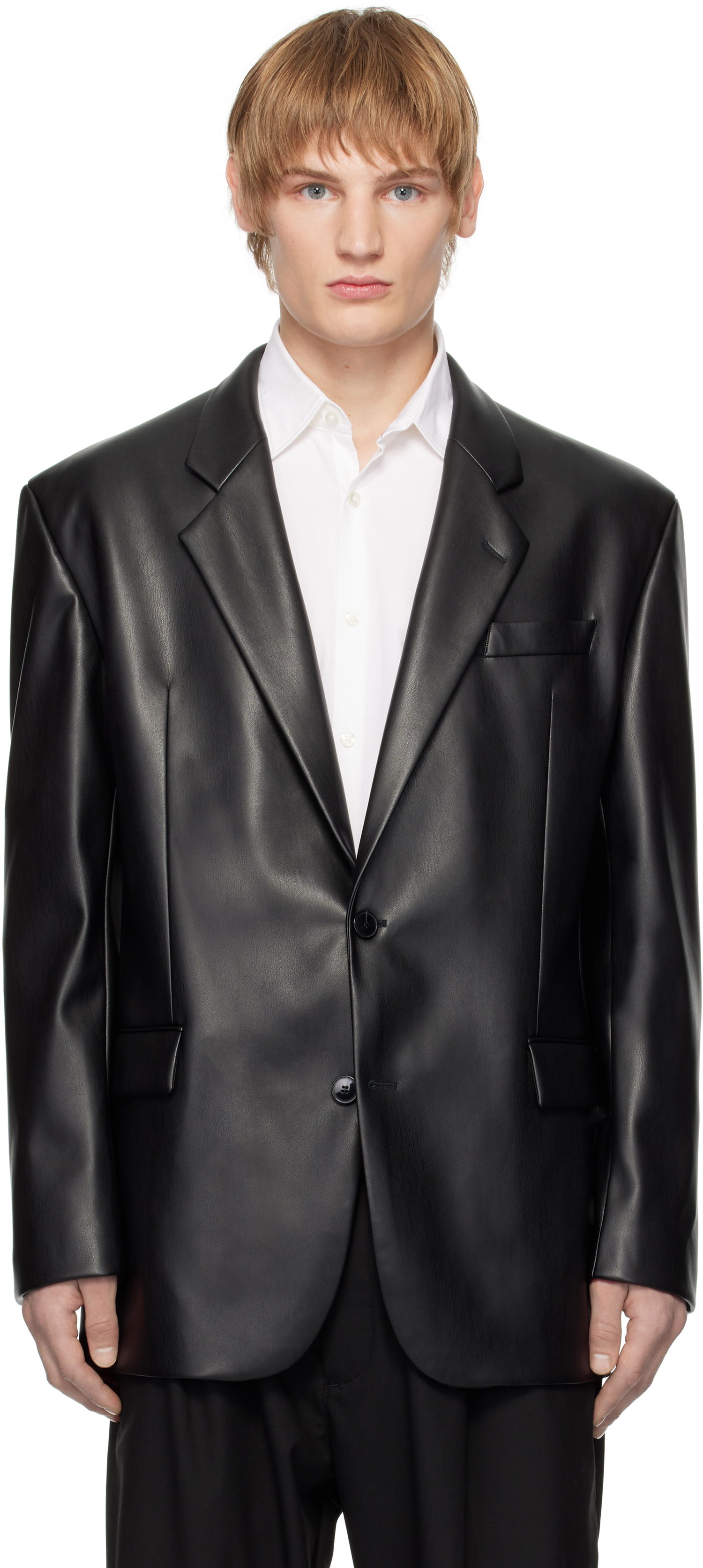Яке BOSS Vented Faux-Leather Blazer Черно | 50533338, 0