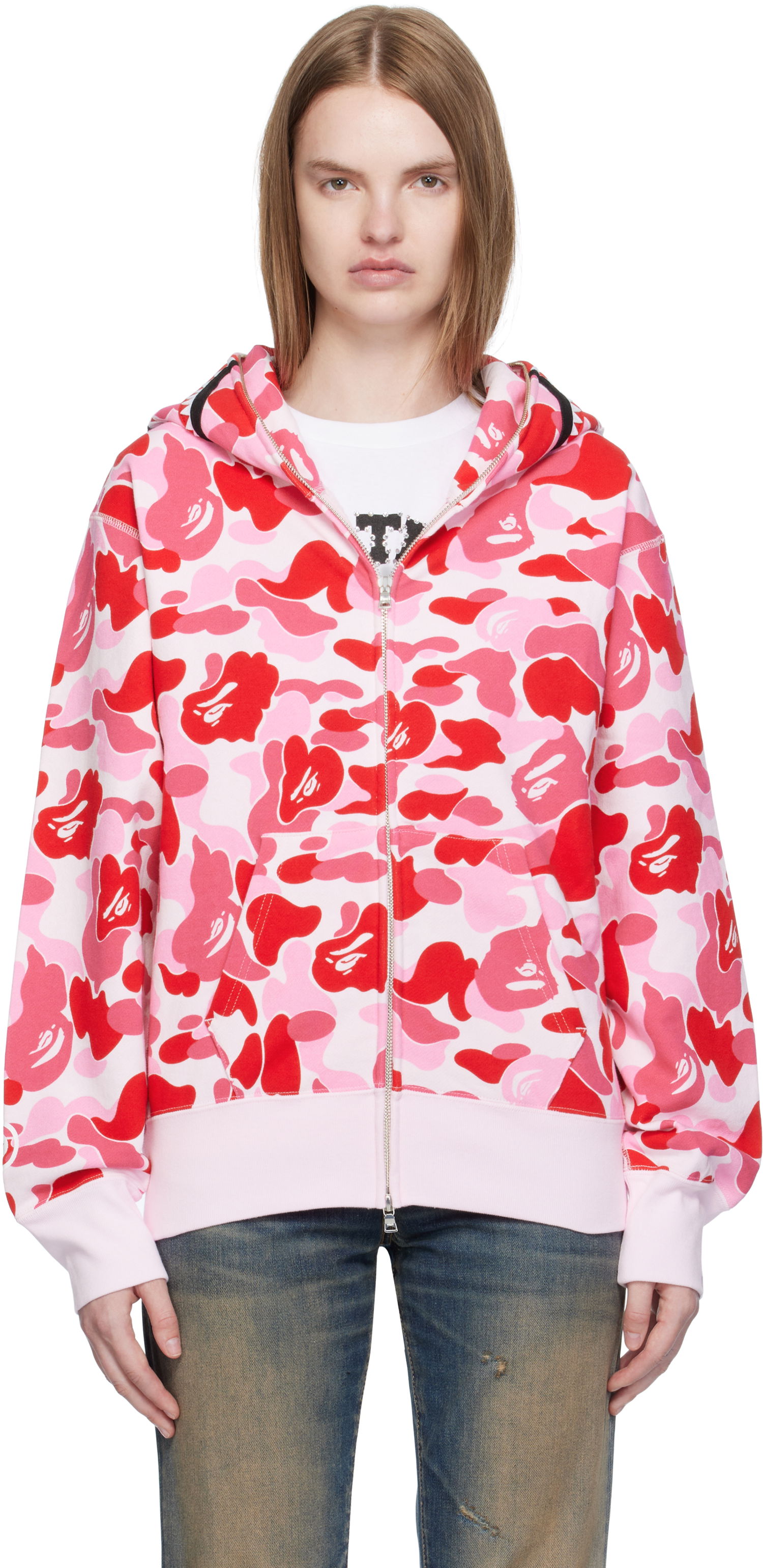 Суитчър BAPE A Bathing Ape ABC Camo Shark Full Zip Hoodie Розово | 001ZPL302003L, 0