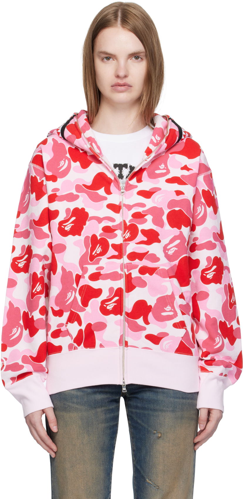 Суитчър BAPE A Bathing Ape ABC Camo Shark Full Zip Hoodie Розово | 001ZPL302003L