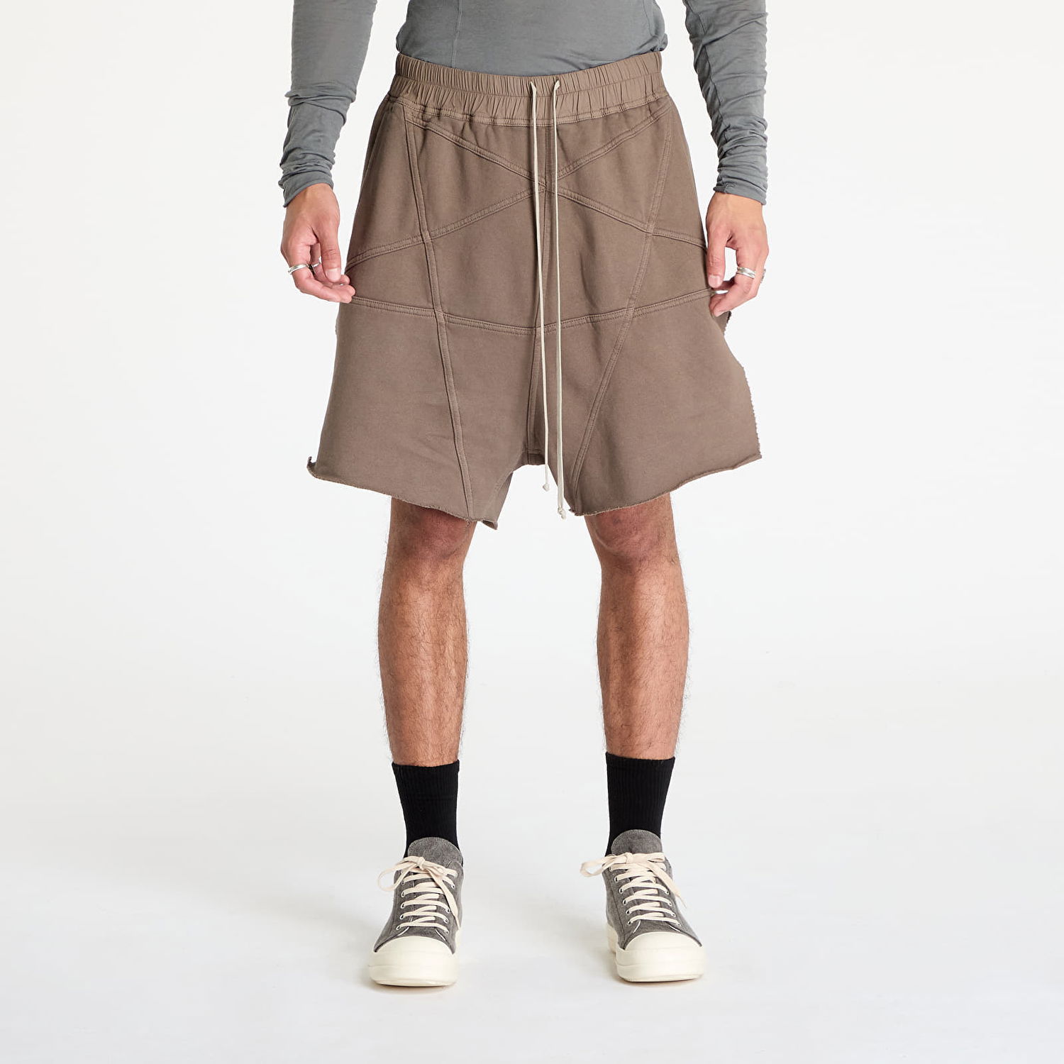 Къси панталони Rick Owens DRKSHDW Knit Sweat Jersey Trucker Cut Offs Shorts Dust Кафяво | DU02D2388 FET1 34, 0