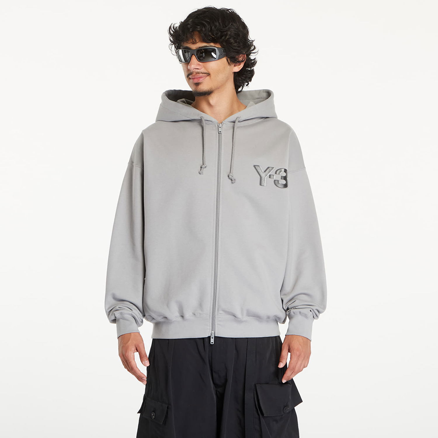 Суитчър Y-3 Logo Zip Hoodie UNISEX Charcolar Solid Grey Сиво | JD9808, 0