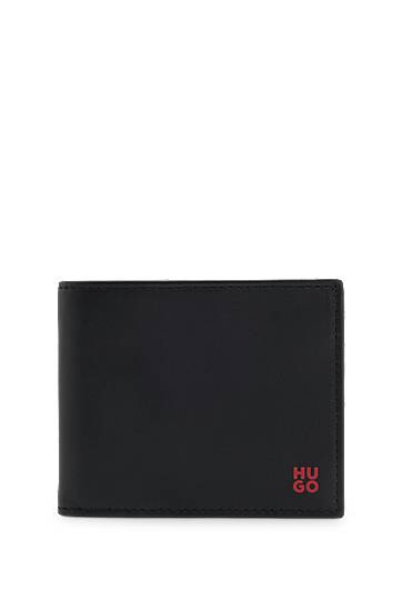 Портфейл BOSS Leather wallet with stacked logo Черно | 50548300