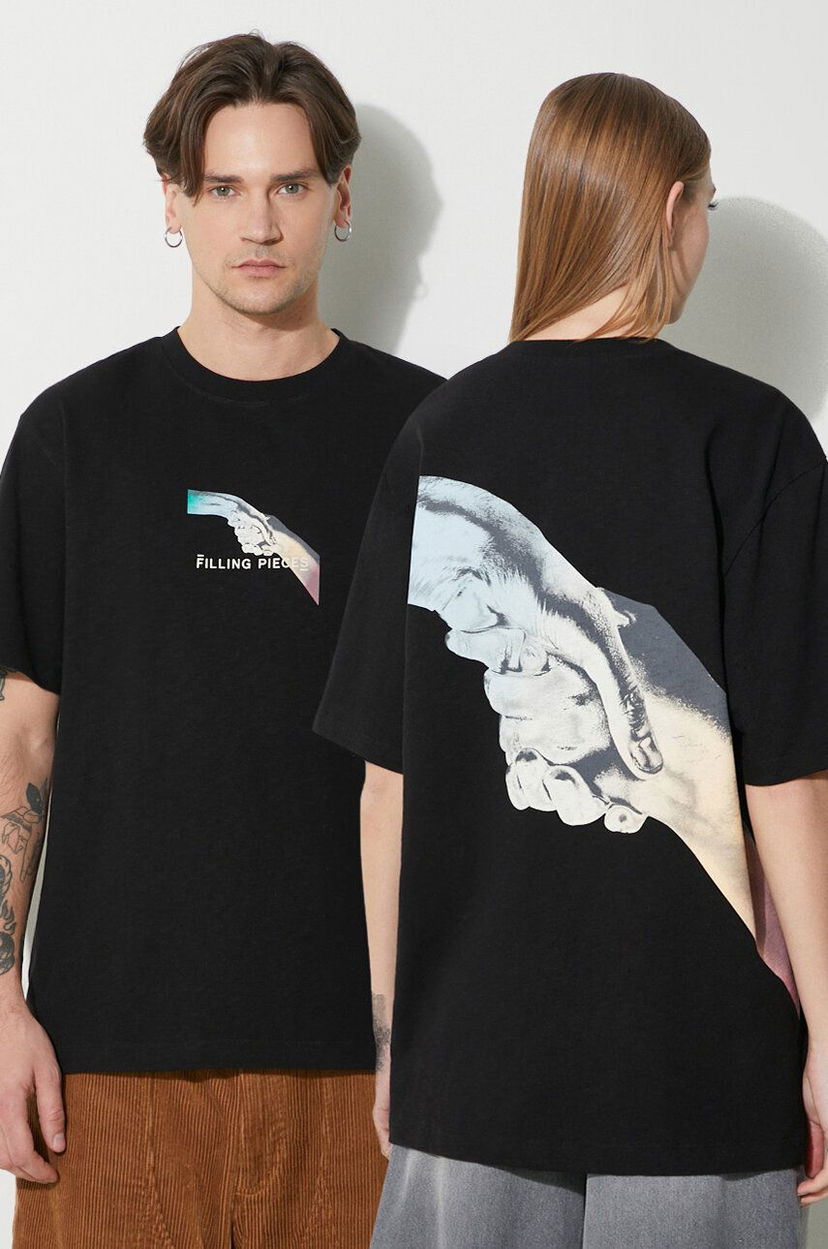 Тениска Filling Pieces Gradient Handshake Print T-Shirt Черно | 74434051861