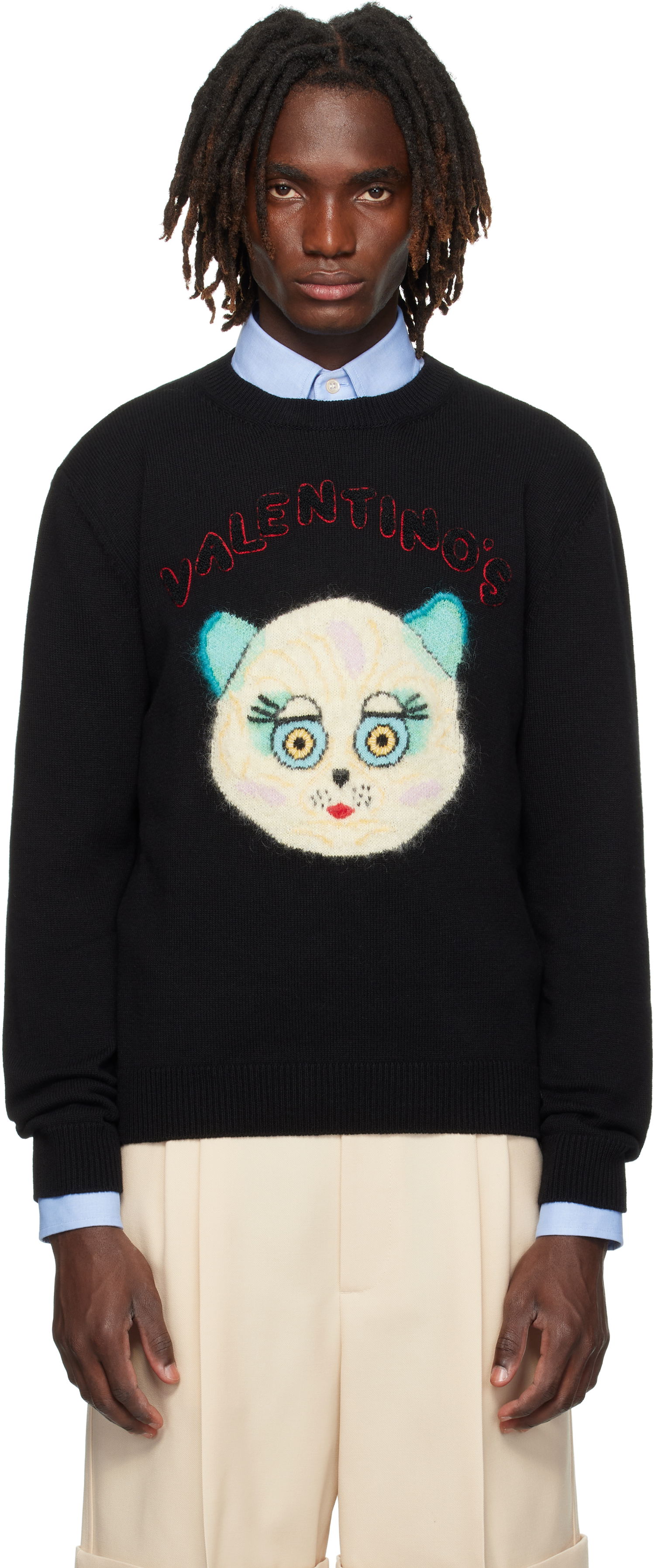 Пуловер Valentino Valentino 'Le Chat De La Maison' Patch Sweater Черно | 7V3KC35IB2V, 0