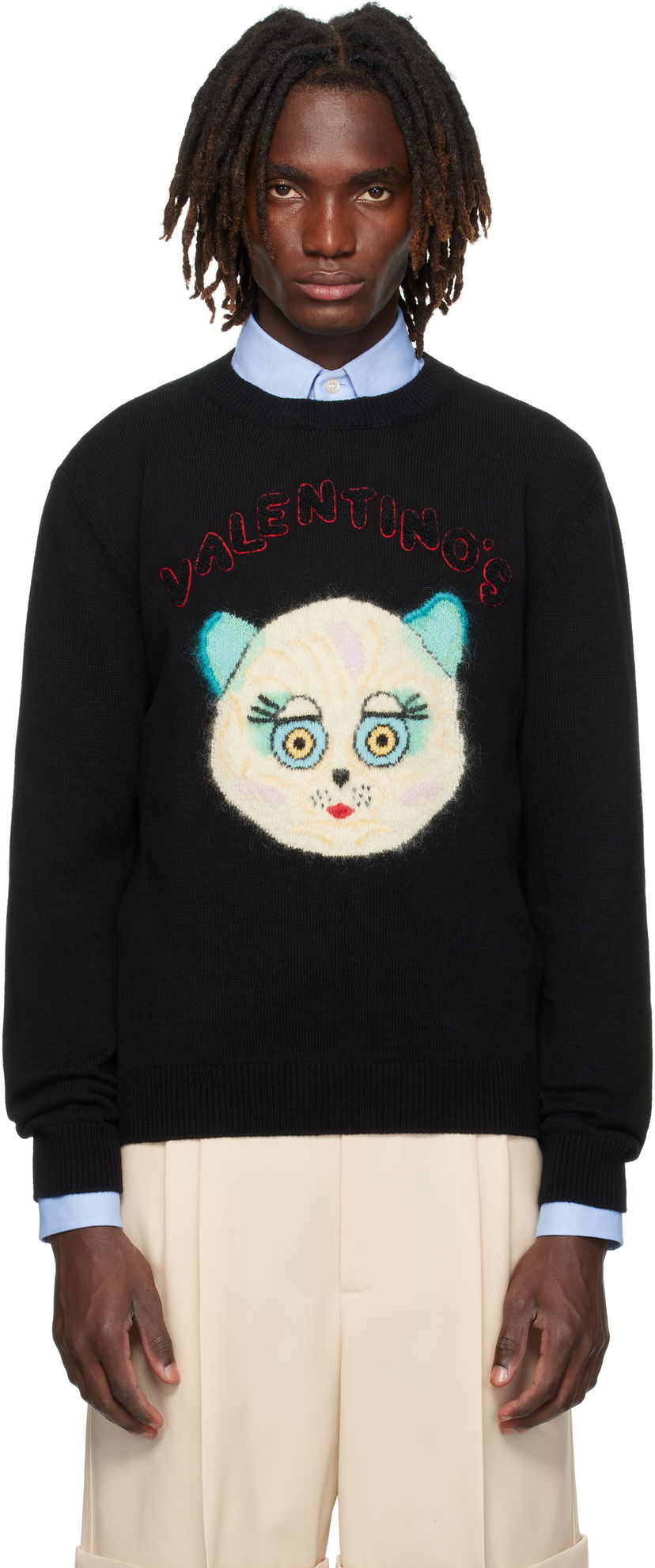 Пуловер Valentino Valentino 'Le Chat De La Maison' Patch Sweater Черно | 7V3KC35IB2V
