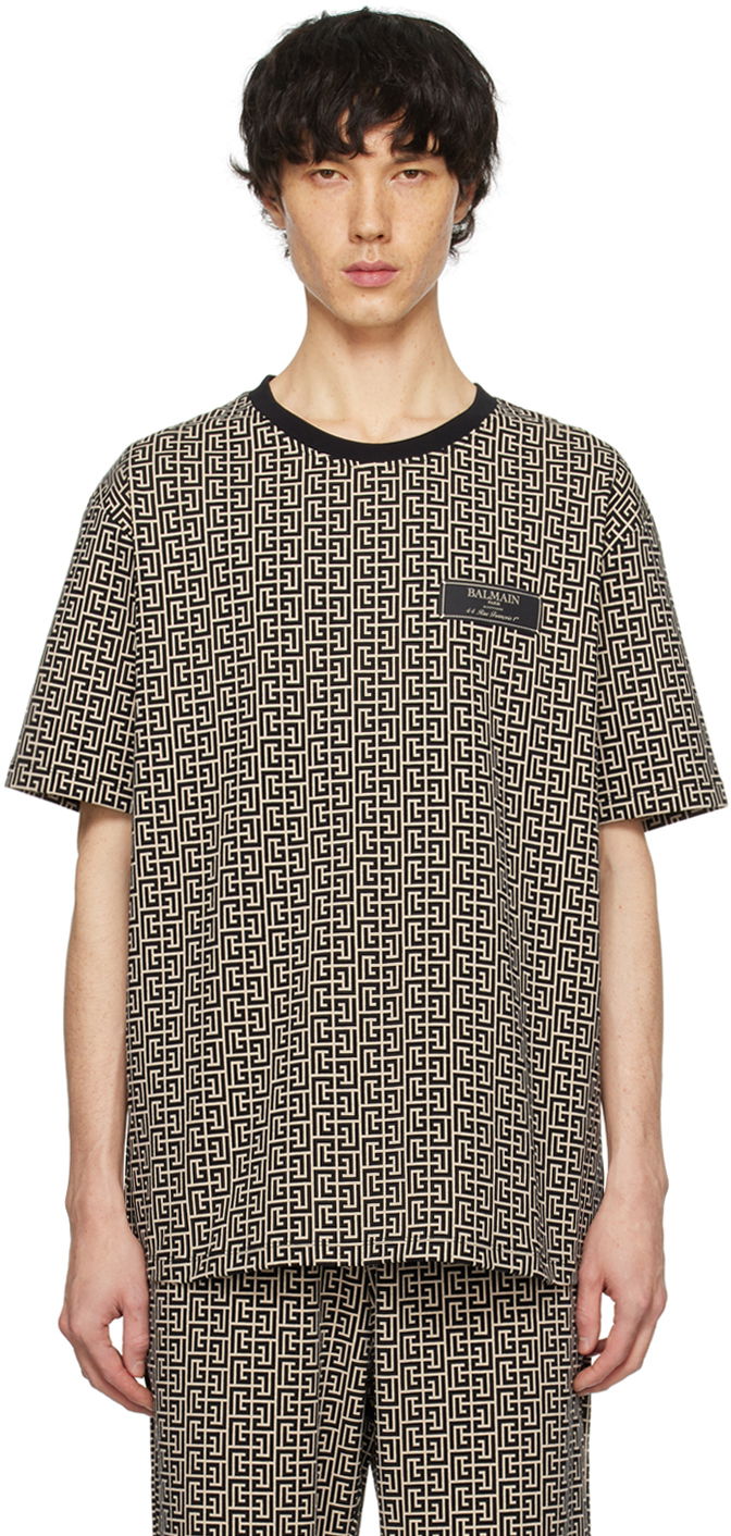 Тениска Balmain Monogram T-Shirt Черно | CH1EG000JC97, 0