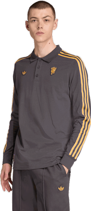 Поло тениска adidas Originals Manchester United Icon Long Sleeve Polo Shirt Сиво | jn2822, 4