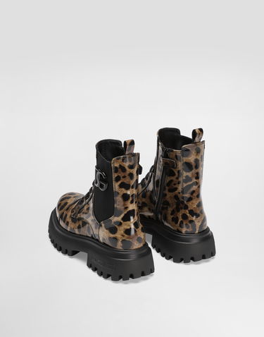 Аксесоари Dolce & Gabbana Dolce & Gabbana Printed Shiny Calfskin Ankle Boots Кафяво | D11360AM568HA93M, 2