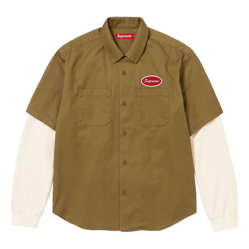 Риза Supreme Thermal Sleeve Work Shirt Кафяво | SUP-FW23-121