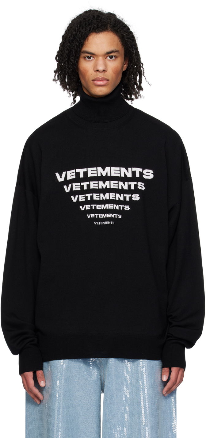 Пуловер VETEMENTS Jacquard Sweater Черно | UE64KN600B