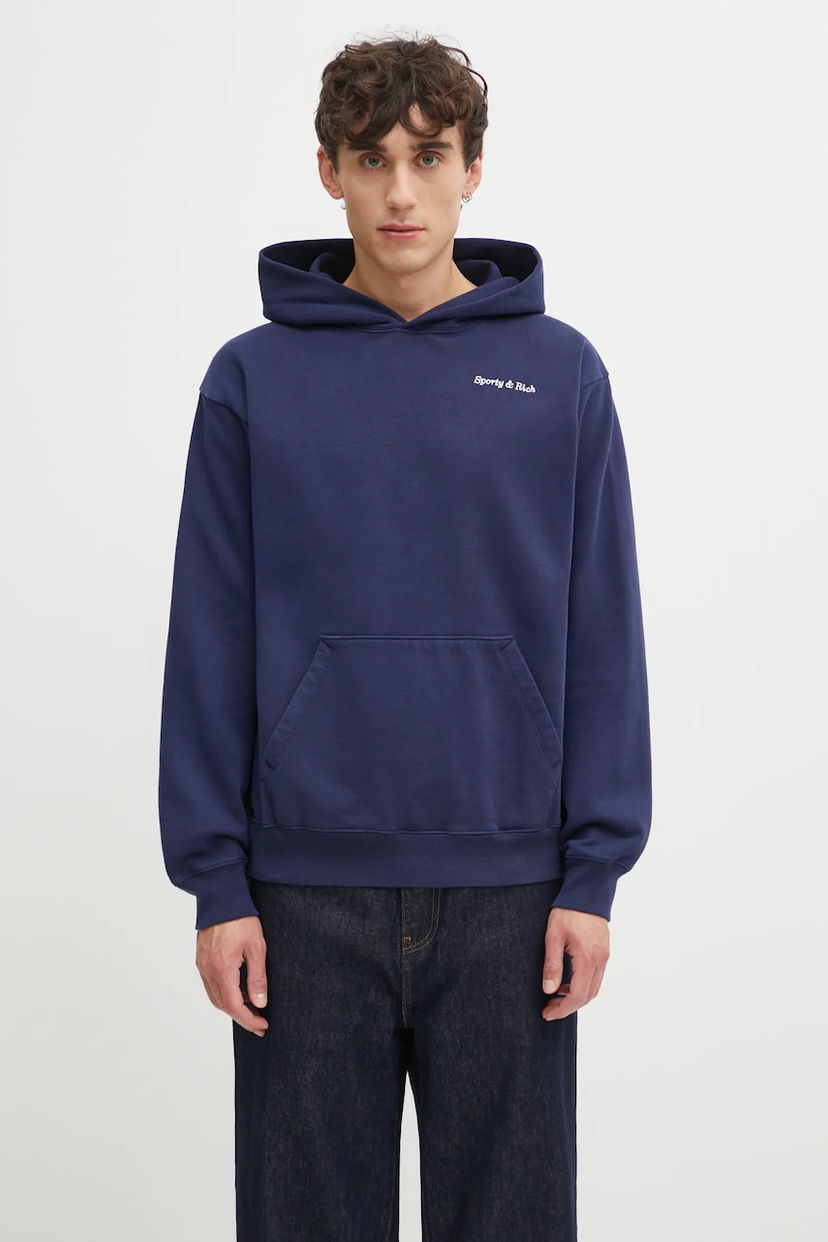 Суитчър Sporty & Rich Sporty & Rich Eden Crest Embroidered Hooded Sweatshirt Тъмно синьо | ST06760666BL106