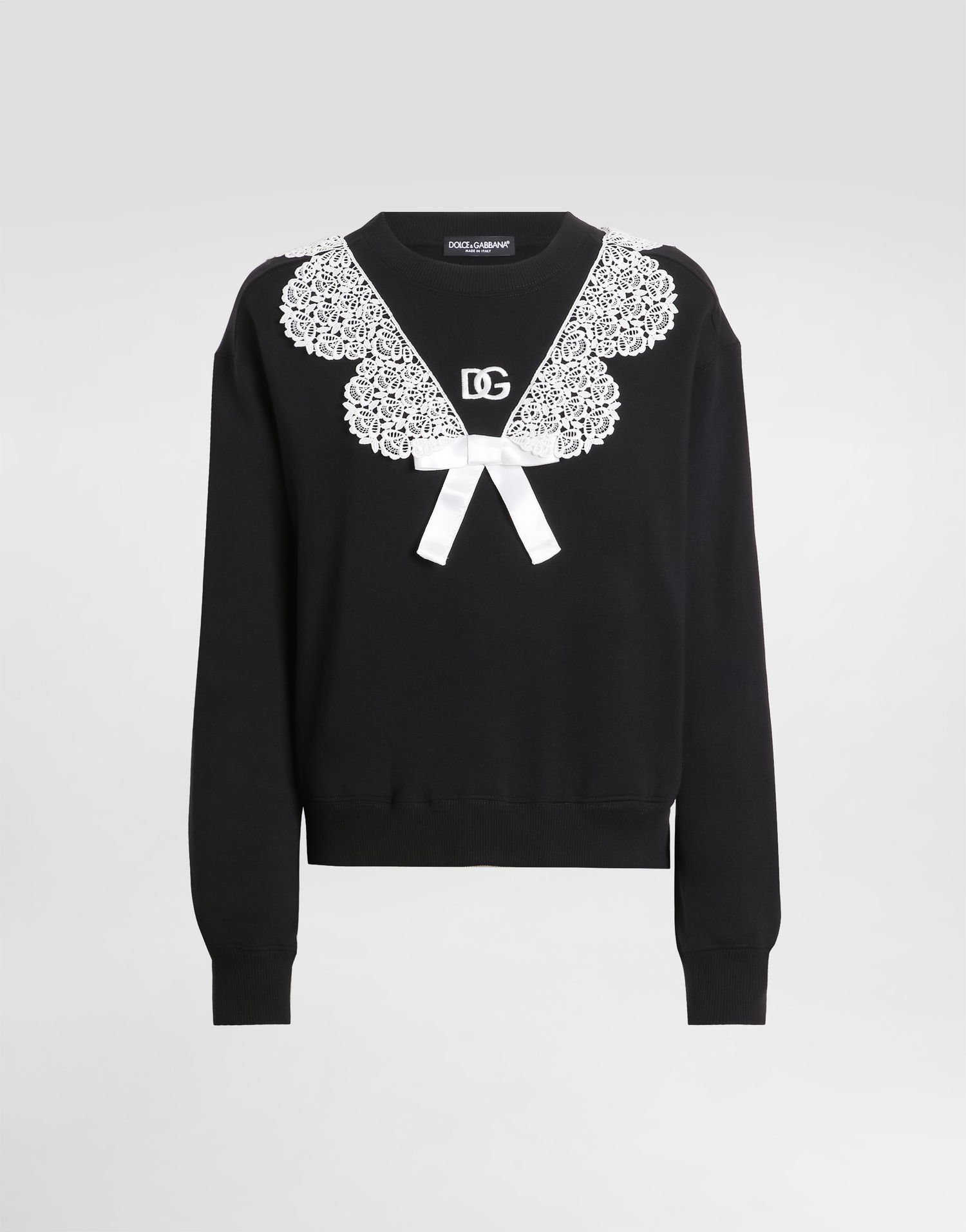 Суитчър Dolce & Gabbana Sweatshirt With Macramé And Bow Черно | F9S43ZGDC6EN0000, 0