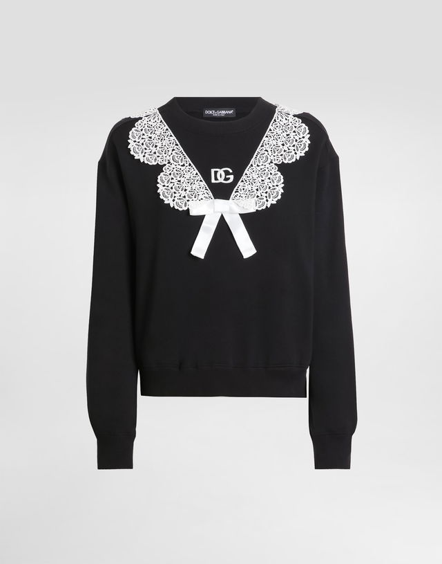 Sweatshirt With Macramé And Bow