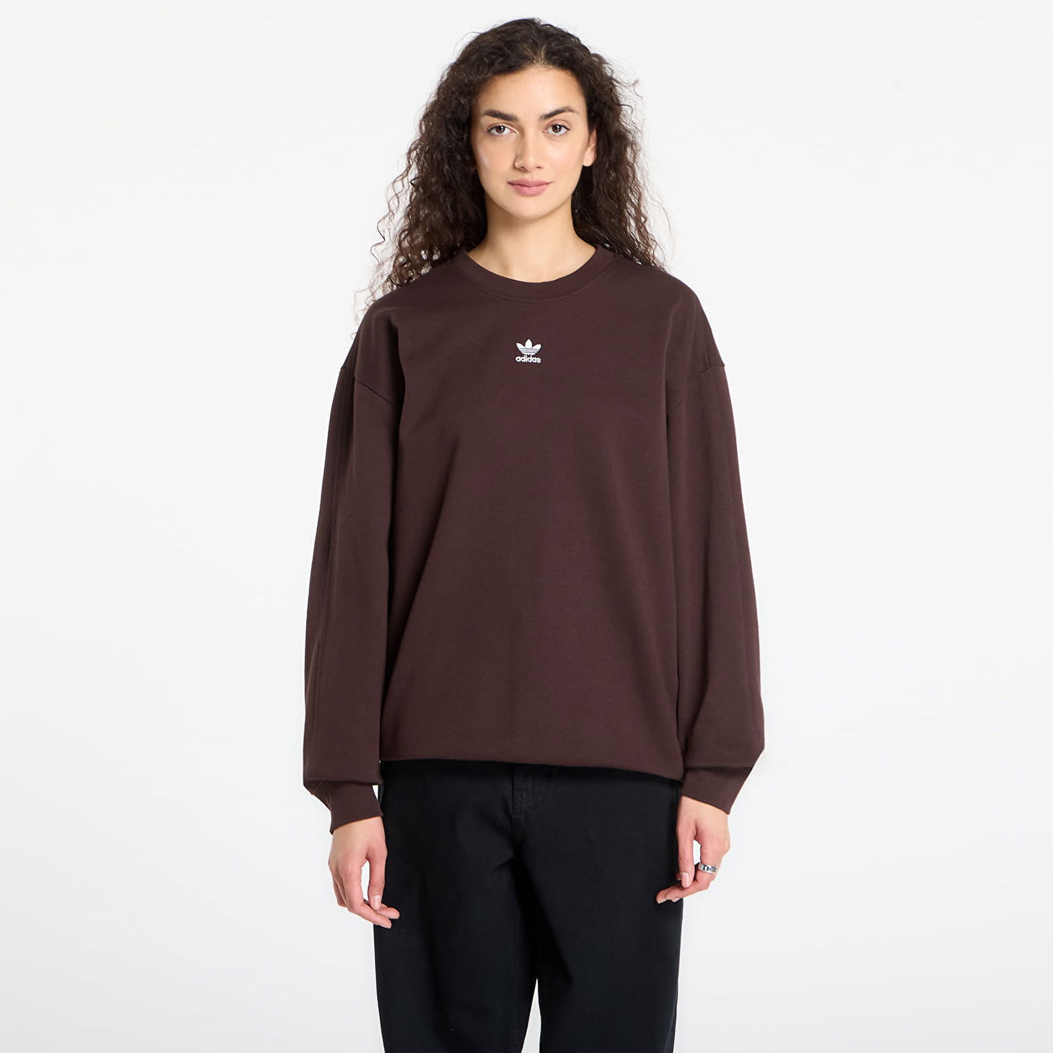 Суитчър adidas Originals Essentials Oversized French Terry Sweatshirt Кафяво | KD9120, 0