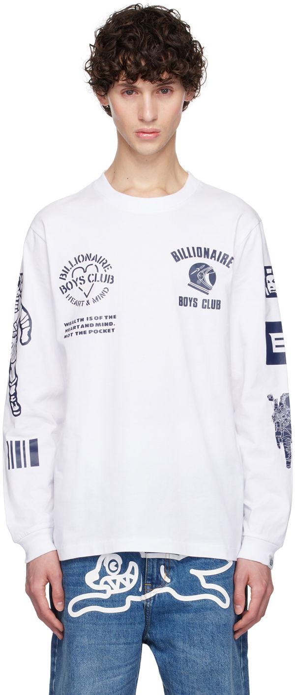 Тениска BILLIONAIRE BOYS CLUB Multi Graphic Long Sleeve T-Shirt Бяло | B24251