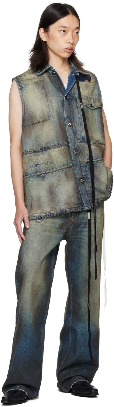 Дънки Ann Demeulemeester Ann Demeulemeester Dirtied Bootcut Jeans Синьо | B0013616-FA671-053, 3