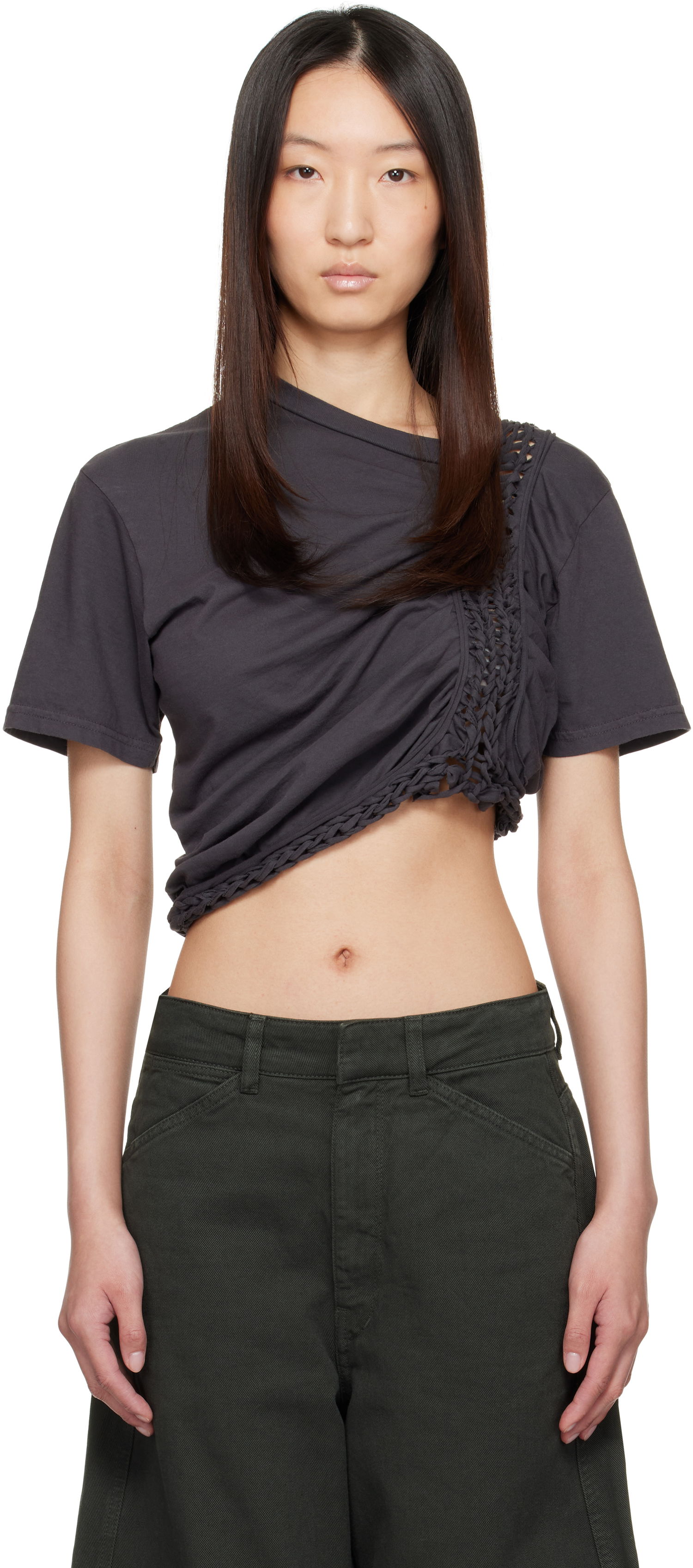 Съкратен топ Collina Strada Collina Strada Clover Cropped T-Shirt Сиво | XX3042, 0