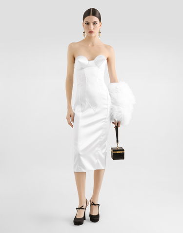 Pокля Dolce & Gabbana Dolce & Gabbana Strapless Satin Corset Dress Бяло | F6TSETFURADW0800, 1