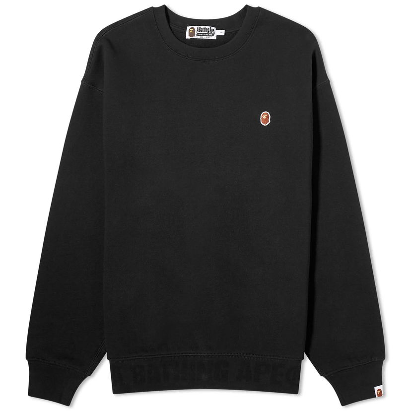 Суитчър BAPE A Bathing Ape Ape Head One Point Crewneck Black Черно | 001SWJ801056I-BLK