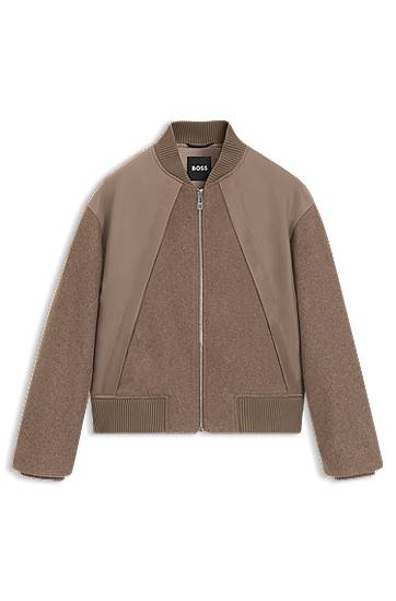 Яке бомбър BOSS BOSS Mixed-Fabric Bomber Jacket Кафяво | 50543411, 0