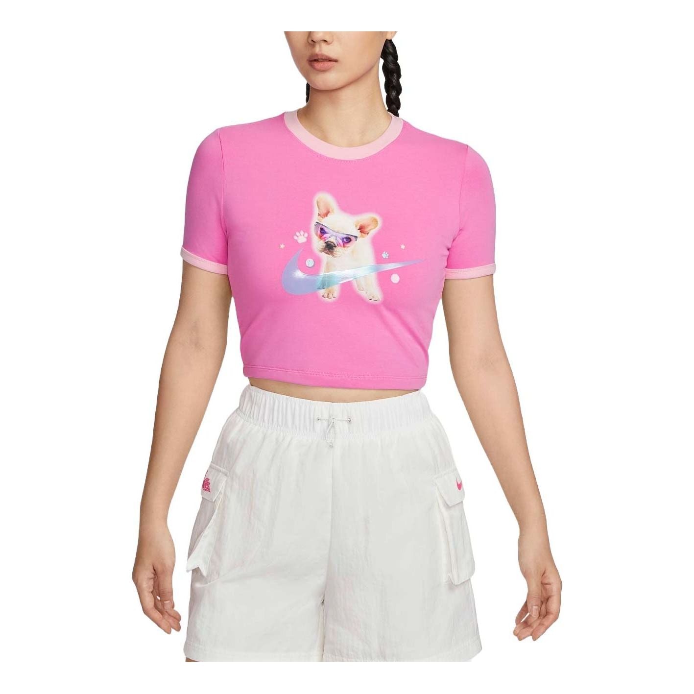 Съкратен топ Nike Graphic Slim Crop T-Shirt Розово | HM4621-675, 0