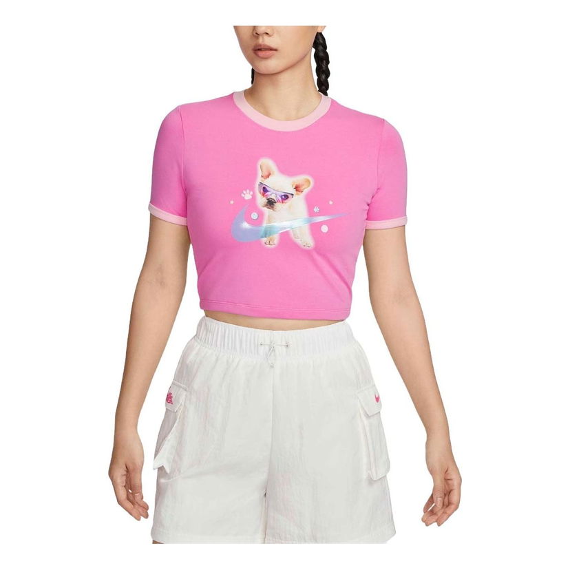 Съкратен топ Nike Graphic Slim Crop T-Shirt Розово | HM4621-675
