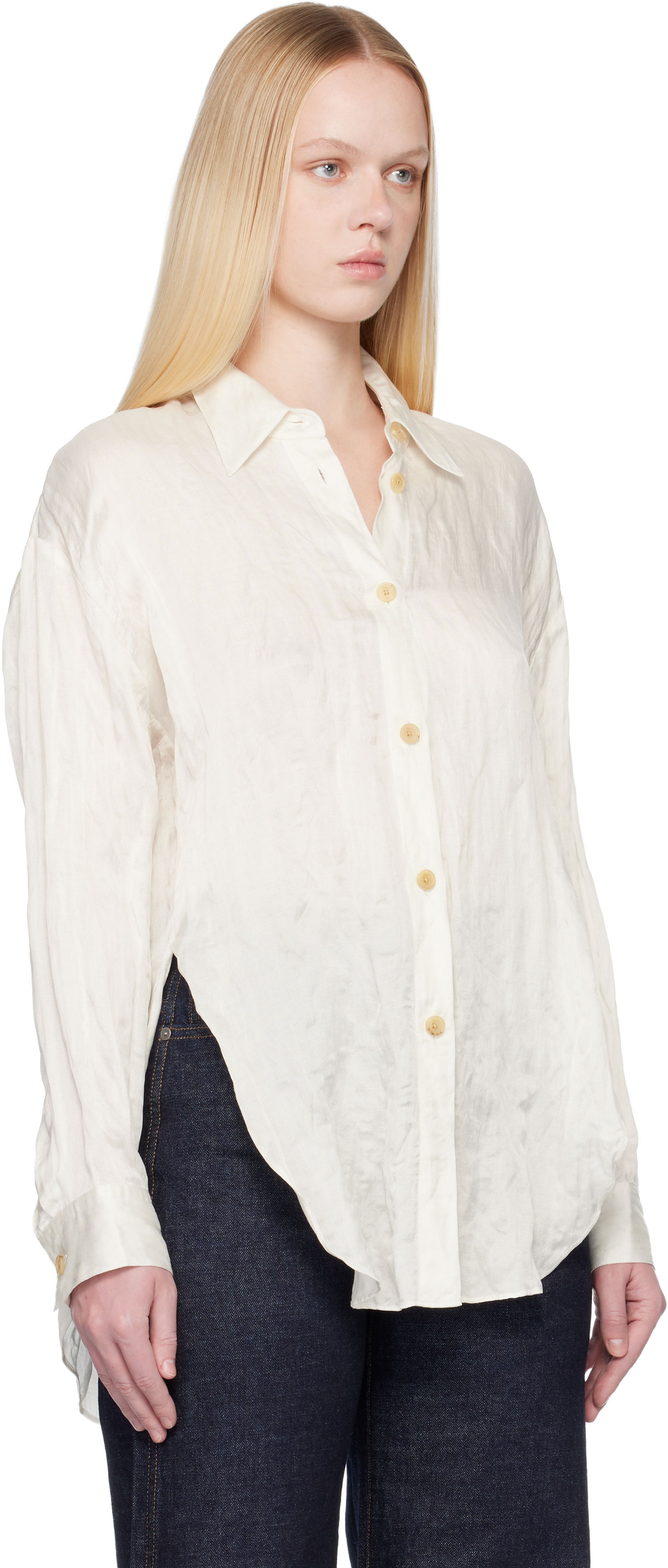 Риза Khaite Crinkled Goya Shirt Бяло | 2430466, 1