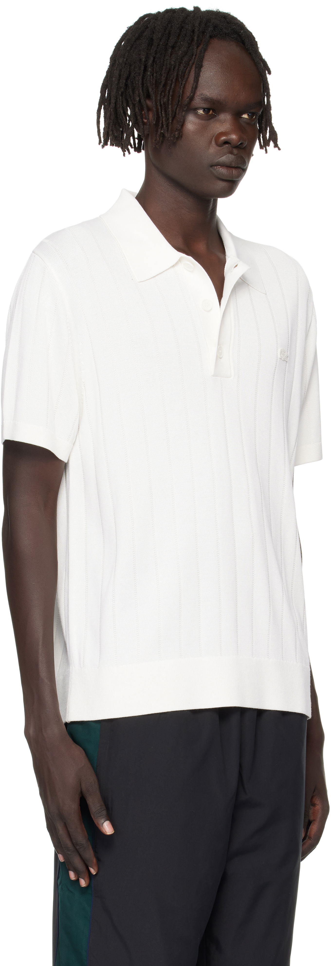 Поло тениска Lacoste Ribbed Knit Polo Бяло | AH5339_70V, 1