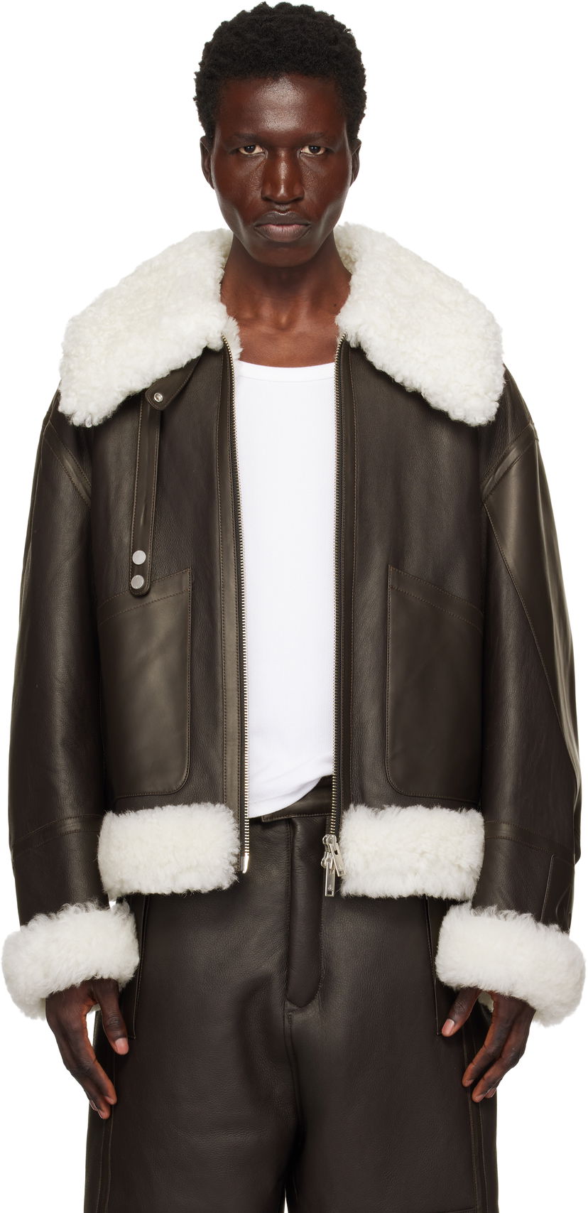 Яке бомбър Moose Knuckles Shearling Pilot Jacket Кафяво | M34ML321