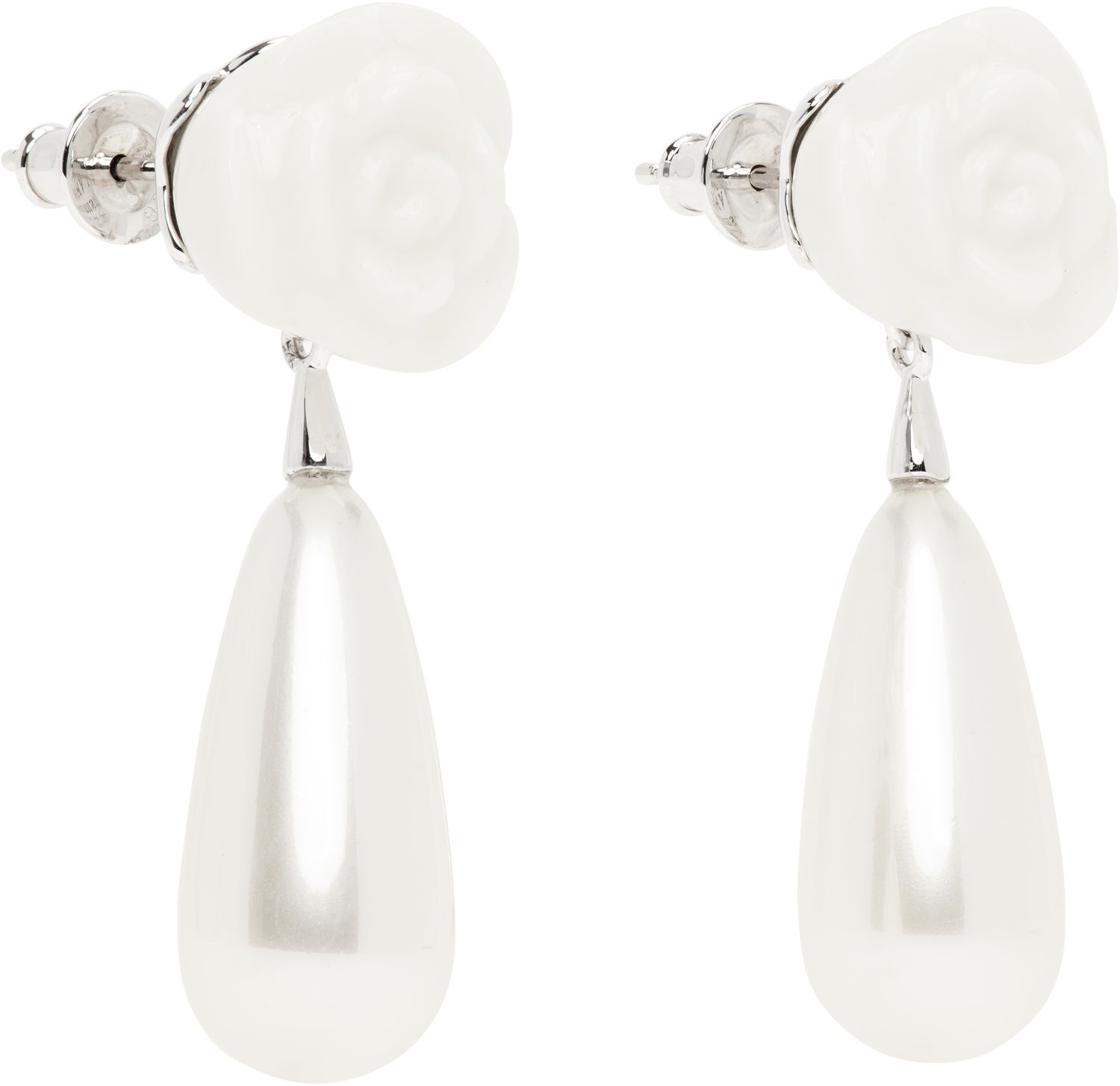 Обеци SHUSHU/TONG SHUSHU/TONG YVMIN Edition Rose Faux-Pearl Earrings Бяло | 25304WHT00DN2, 1
