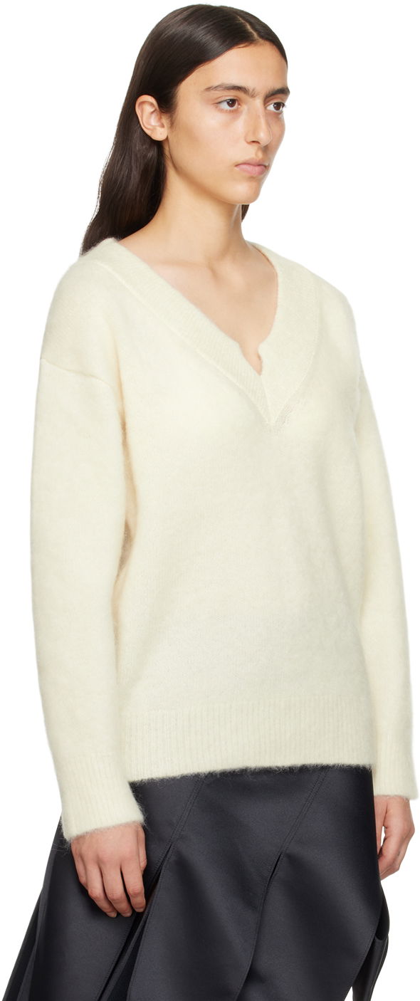 Пуловер We11done We11done V-Neck Sweater Бяло | WD-KT3-23-658-W-IV, 1